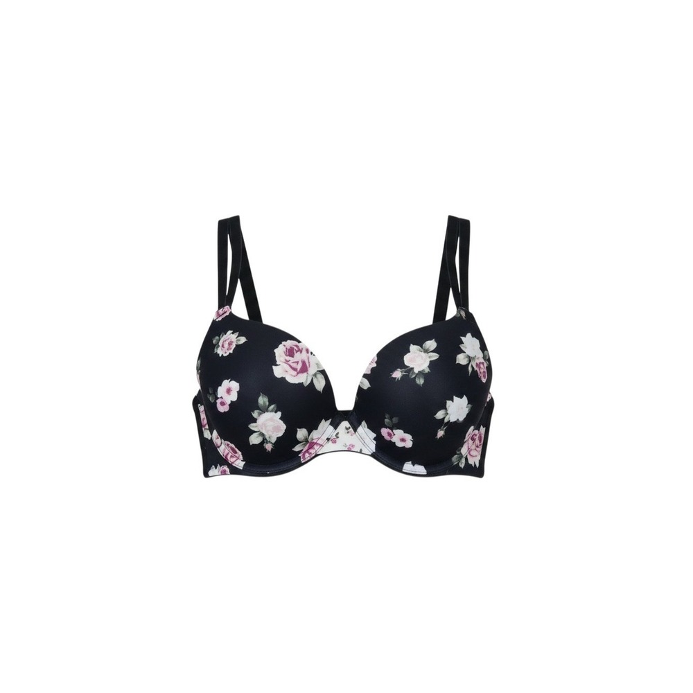 Victoria's Secret PINK Push-Up Bra Womens 36C Black Floral Wear Everywhere